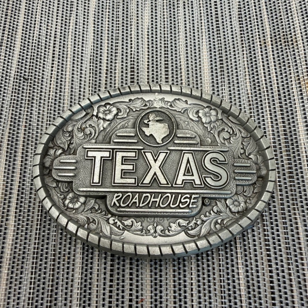 Texas Roadhouse Belt Buckle Indiana Metal Craft Solid Pewter USA Made Western